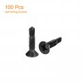 Uxcell 12 X 3 4 Sheet Metal Screws 100pcs Black Oxide 410 Stainless Steel Flat Head Phillips Drive Self Drilling