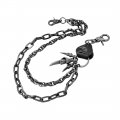 Uniqsum Leather Eagle Charm Sharp Claw Double Wallet Chain Antique Gun-metal Biker Punk Key Black 