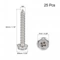 Uxcell Phillips Hex Washer Self Tapping Screws M4 X 30mm 304 Stainless Steel Flange Sheet Metal Screw 25pcs