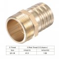 Uxcell Brass Hose Barb Fitting Straight 38mm X G1-1 4 Male Thread Pipe Connector With Stainless Steel Clamp Pack Of 1