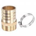 Uxcell Brass Hose Barb Fitting Straight 38mm X G1-1 4 Male Thread Pipe Connector With Stainless Steel Clamp Pack Of 1