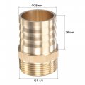 Uxcell Brass Hose Barb Fitting Straight 38mm X G1-1 4 Male Thread Pipe Connector With Stainless Steel Clamp Pack Of 1