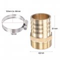 Uxcell Brass Hose Barb Fitting Straight 38mm X G1-1 4 Male Thread Pipe Connector With Stainless Steel Clamp Pack Of 1