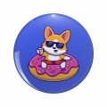1080 Graphics Cute Corgi Dog Floating With Doughnut Swimming Tire Key Chain Stainless Steel Keychain Ring 