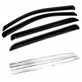 Sizver Smoked Window Visors Deflectors Polished Sills For 2014-2018 Chevrolet Silverado Gmc Sierra 1500 2500 3500 