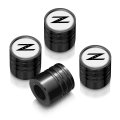 Nissan 350z Z Logo White On Black Aluminum Cylinder-style Tire Valve Stem Caps 