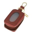 Car Key Fob Case Universal Holder Leather Keychain Pouch For Smart Remote Fobs With Lanyard And Zipper Closure Secure Storage 