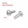 Uxcell M8x20mm Machine Screws Pan Phillips Cross Head Screw 304 Stainless Steel Fasteners Bolts 10pcs