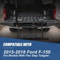 Auto Dynasty Top Rear Center Flex Step Tailgate Molding Trim Cover Cap Protector Compatible With Ford F-150 15-18 Matte Black