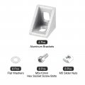 Uxcell 4set Inside Corner Bracket Gusset Kits 20x20x17mm 2020 Angle Connector For European 2020 Series Aluminum Profile Silver