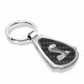 Ipick Image Compatible With Ford Mustang Cobra Real Black Carbon Fiber Chrome Metal Teardrop Key Chain