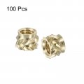 Uxcell Knurled Insert Nuts 100pcs M2 5 X 3mm L 4mm Od 3d Printing Brass Female Threadeds Heat Set Insert Embedment