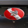 Personalized Custom 1 Line Shark Diving Flag Oval Tow Trailer Hitch Cover Plug Insert