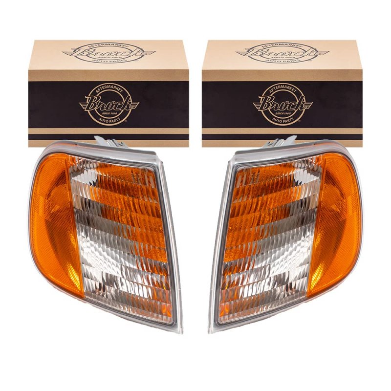Brock Aftermarket Replacement Driver Left Passenger Right Park Signal Light Unit Set For 1997-2003 Ford F-150