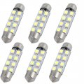 6pcs 41mm 3528 Surface Mount Device 8led White Car Festoon Dome Light 569 6429 Internal 