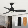 Taloya 42 Inch Black Ceiling Fan With Led Light Remote Control Flush Mount Low Profile For Bedroom Farmhouse Patio Outdoor 