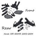 Hk Moto- Black Front And Rear Rider Foot Pegs Bracket Fit For Honda Cbr600rr 2003 2004