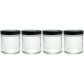 Large Clear Thick Glass Straight Sided Jar 16 Oz 480 Ml 4 Pack Labels 
