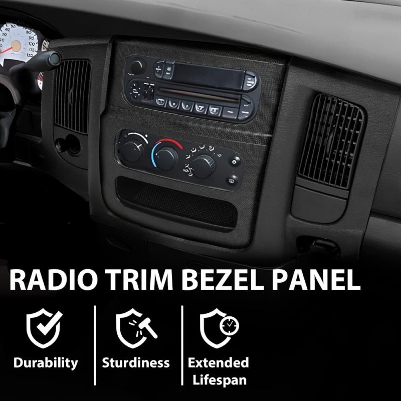 Center Dash Radio Bezel Trim Panel W Storage For Dodge Ram 1500 2002-2005 Fits 2500 3500 2003-2005 Black