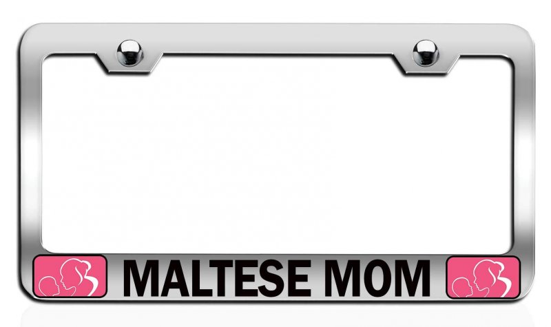 Maltese Mom Mothers Day Stainless Steel License Plate Frame Heavy Duty Metal Tag Holder For Car Suv Truck Universal Fit 12 5 X