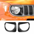 Cherocar Headlight Trim Cover Bezels Head Lamp Ring For 2019-2021 Jeep Renegade Carbon Fibera 