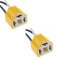 2 X Female Ceramic Headlight Connector Pigtail Plug Adapter Socket H4 9003 Hb2 