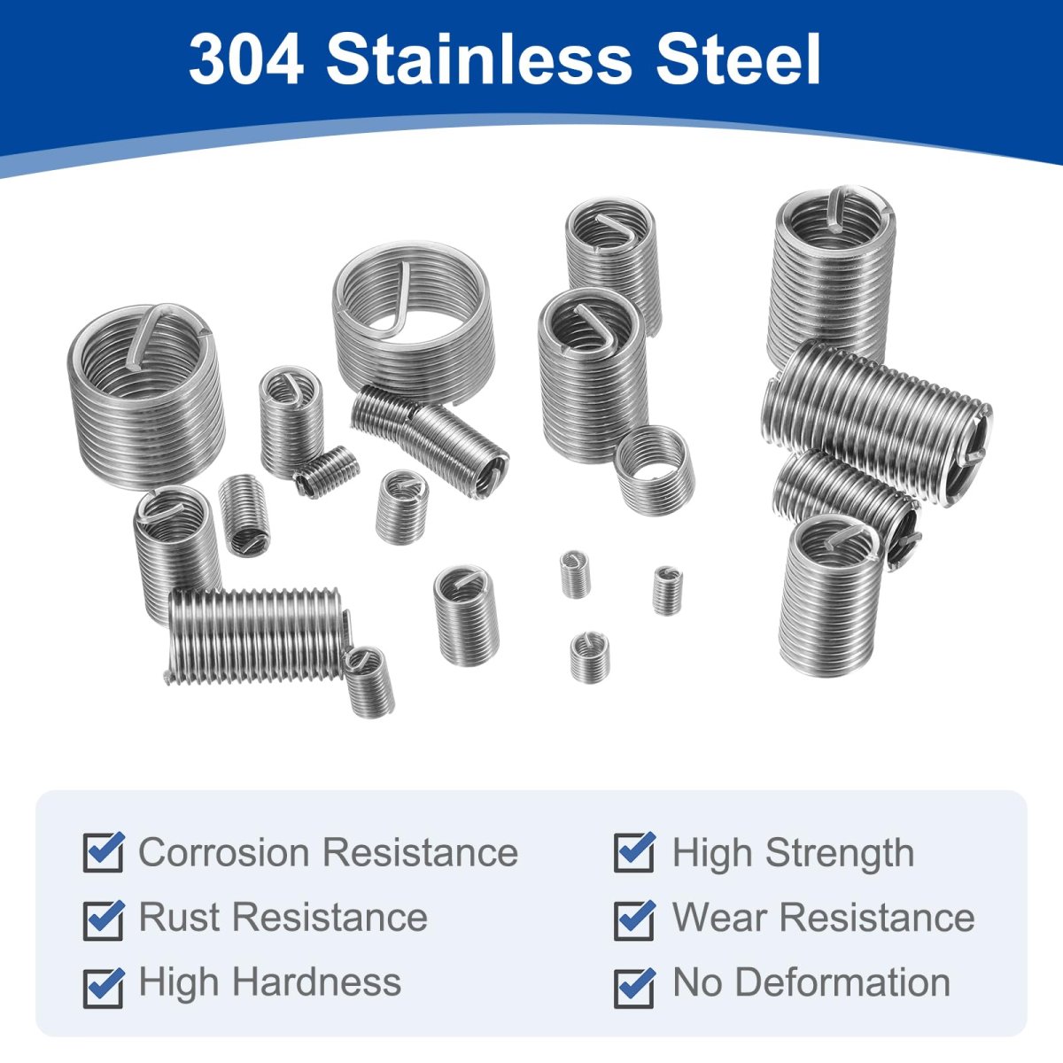 50pcs Wire Thread Inserts M5 X 0 8 2 5d 12 5mm Metric 304 Stainless Steel Helical Type Coiled Repair Kit Screw Threaded Sleeve