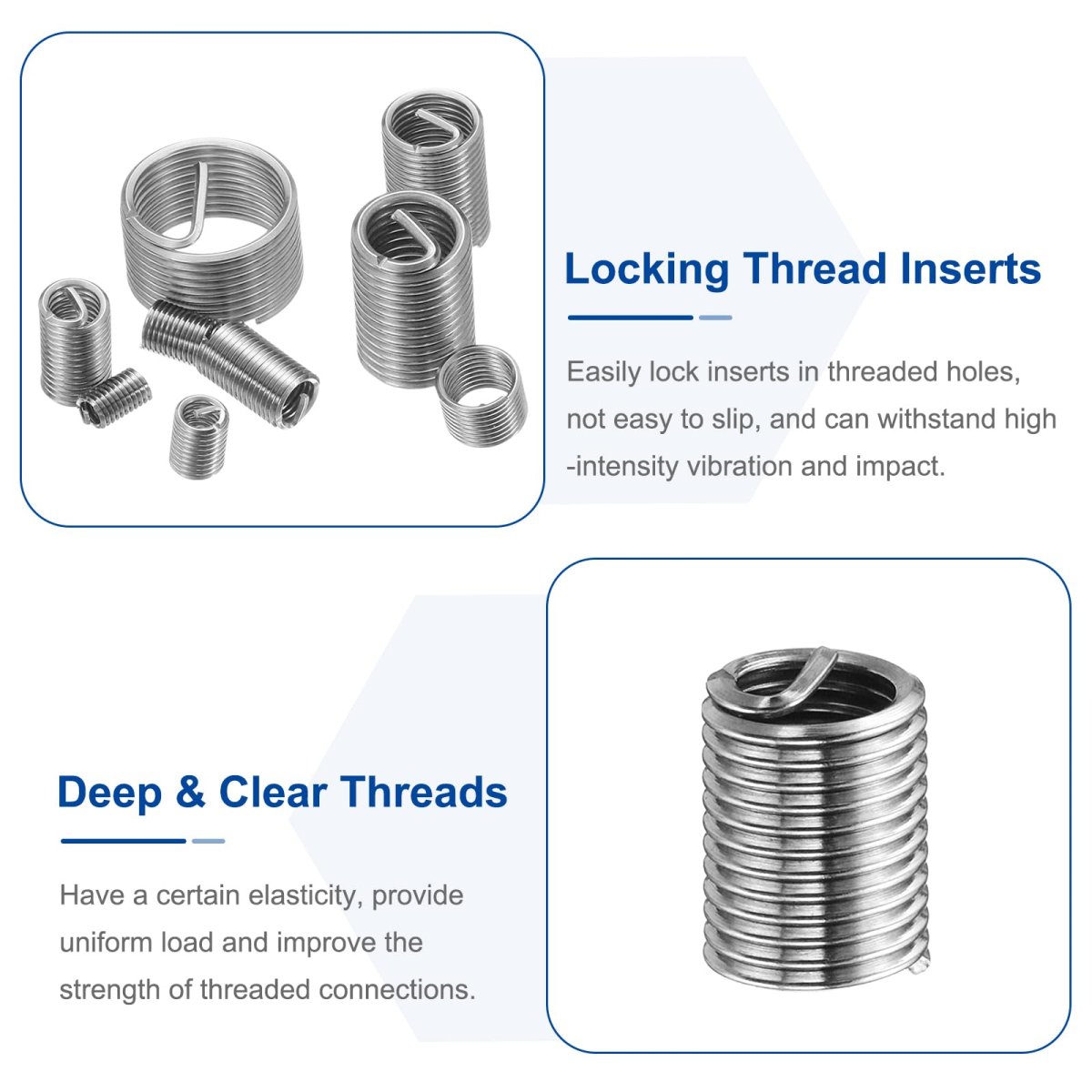 50pcs Wire Thread Inserts M5 X 0 8 2 5d 12 5mm Metric 304 Stainless Steel Helical Type Coiled Repair Kit Screw Threaded Sleeve