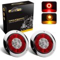Partsam 4 Inch Round Truck Trailer Led Tail Stop Brake Lights Taillights Running Red And Amber Parking Turn Signal Sealed Dual