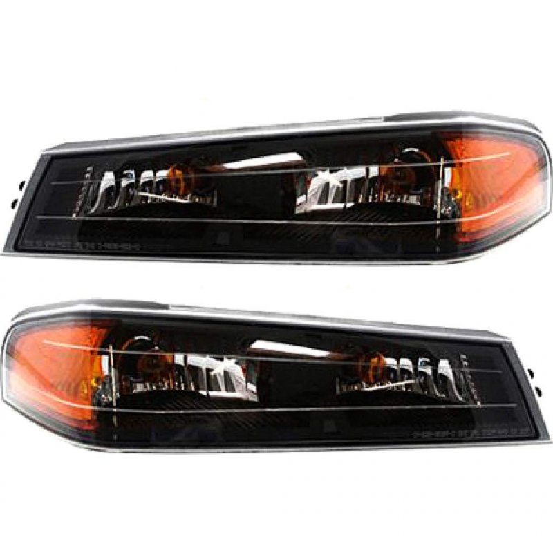 Gmc Canyon Corner Light Pair 2004 To 2012 Driver And Passenger Side Park Signal Lamp Set Black Interior With Clear Amber Lens