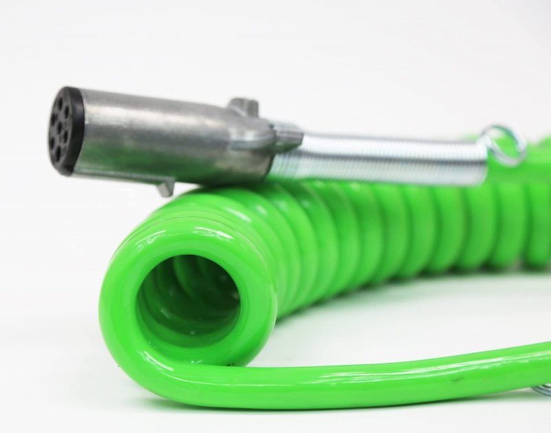 Mytee Products 7-way Abs Coiled Cable 15 Ft Green 12 X Leads Trailer Electrical Power Cord