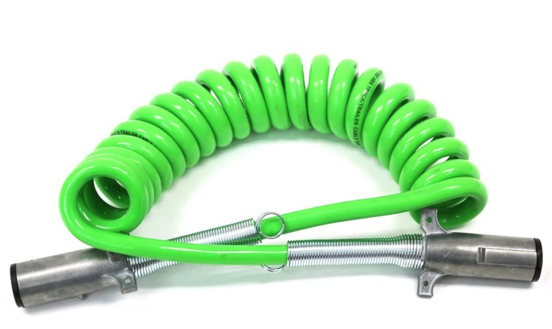 Mytee Products 7-way Abs Coiled Cable 15 Ft Green 12 X Leads Trailer Electrical Power Cord