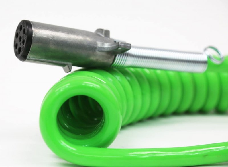Mytee Products 7-way Abs Coiled Cable 15 Ft Green 12 X Leads Trailer Electrical Power Cord