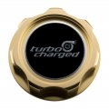 Vms Racing Gold Oil Cap With Black Turbocharged Emblem In Cnc Machined Billet Aluminum Compatible Honda Acura Integra