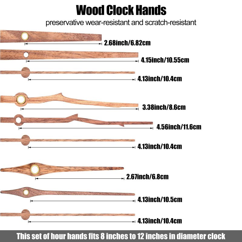 3 Pieces Long Shaft Clock Movement Kit With Walnut Wood Hands For 12 In Clocks Quiet Quartz Mechanism Gaskets And Hooks Brown