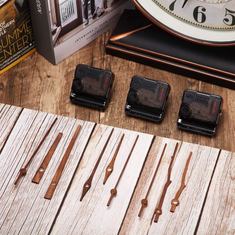 3 Pieces Long Shaft Clock Movement Kit With Walnut Wood Hands For 12 In Clocks Quiet Quartz Mechanism Gaskets And Hooks Brown