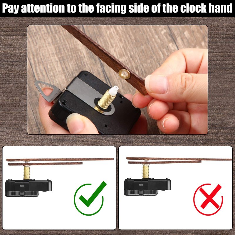 3 Pieces Long Shaft Clock Movement Kit With Walnut Wood Hands For 12 In Clocks Quiet Quartz Mechanism Gaskets And Hooks Brown