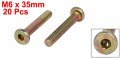 Uxcell M6 X 35mm Fully Thread Hex Socket Drive Flat Head Screws Bolts Fasteners 20pcs