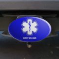 Personalized Custom 1 Line Star Of Life Emt Rn Md Oval Tow Trailer Hitch Cover Plug Insert