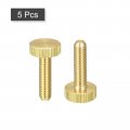 Uxcell Knurled Thumb Screws M5x20mm Flat Brass Bolts Grip Knobs Fasteners For Home Electronic Machine 5pcs