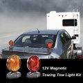 G-plus Universal 12v Magnetic Towing Light Kit Tail Lights Turn Signal Lamp 20 55lb Strength Red Amber