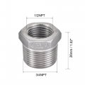 Uxcell Reducer Hex Bushing 304 Stainless Steel 3 4npt Male To 1 2npt Female Reducing Forging Pipe Hose Adapter Fitting 2pcs