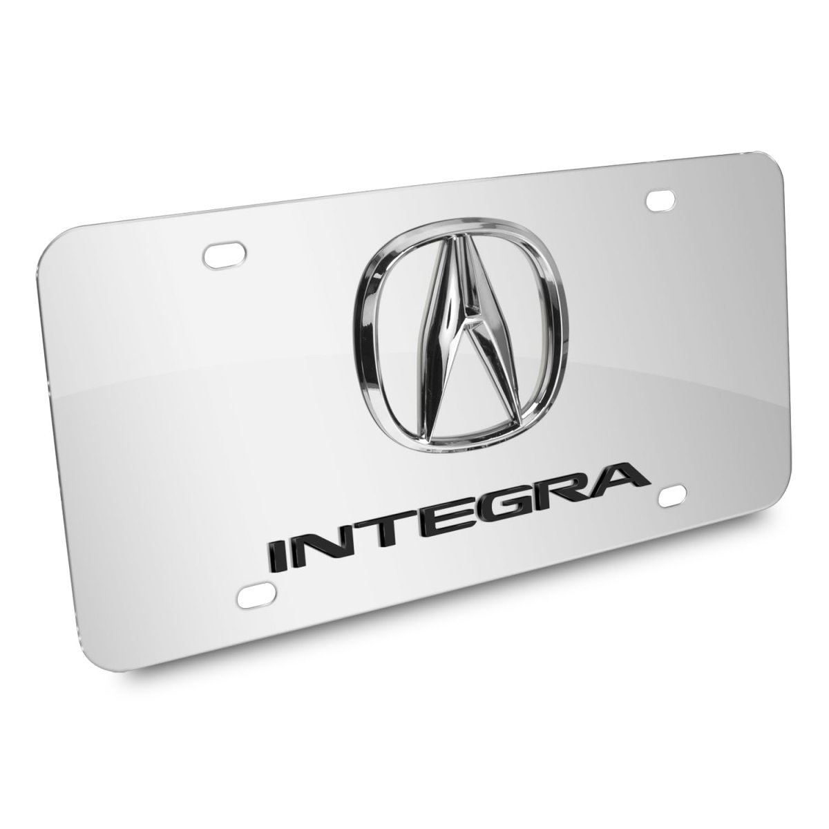 Acura Integra Dual Logo In 3d On Mirror Chrome Stainless Steel License Plate