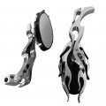 Httmt Mt350-02- Motorcycle Flame Style Rearview Mirror For Any Cruiser Chopper Custom Chrome 