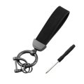 Kewucn Genuine Leather Car Keychain Universal Heavy Duty Metal Auto Key Fob Holder With Anti Lost D-ring For Men Women 