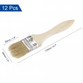 Uxcell 12pcs 1 5 Inch Paint Brush Natural Bristle Flat Edge With Wood Handle Wall Treatment Tool For Varnishes Glues
