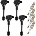 Ocpty 4 Ignition Coils With Iridium Spark Plugs Fits Uf350 17819 5c1395 For Nissan 2002 2003 2004 2005 2006 Sentra Altima 2 5l