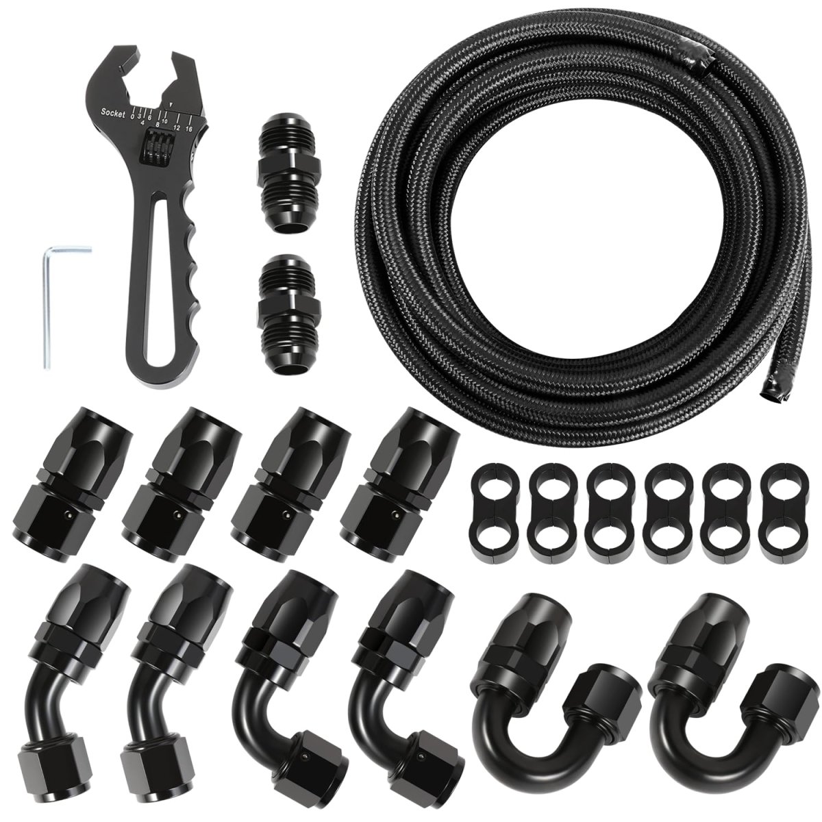 10an Fuel Line Kit 0 56 In Id Stainless Steel Braided Hose With Adapters Cpe 25 Ft Oil Gas And End Fitting Black