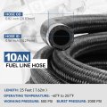 10an Fuel Line Kit 0 56 In Id Stainless Steel Braided Hose With Adapters Cpe 25 Ft Oil Gas And End Fitting Black