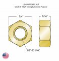 Ohio Diesel Parts 1 2 -13 Unc Coarse Us Hex Nuts High Strength Grade 8 Yellow Zinc Cr6 Pack Of 10